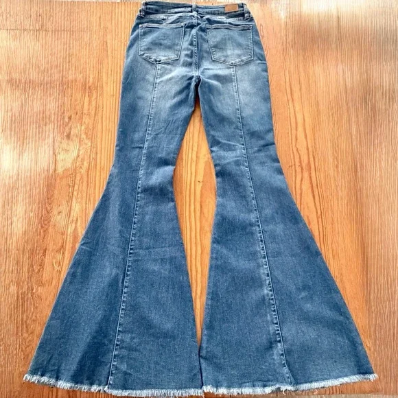 Judy Blue Super Flare Fit Jeans Raw Hem Womens 5/27 - Picture 6 of 10